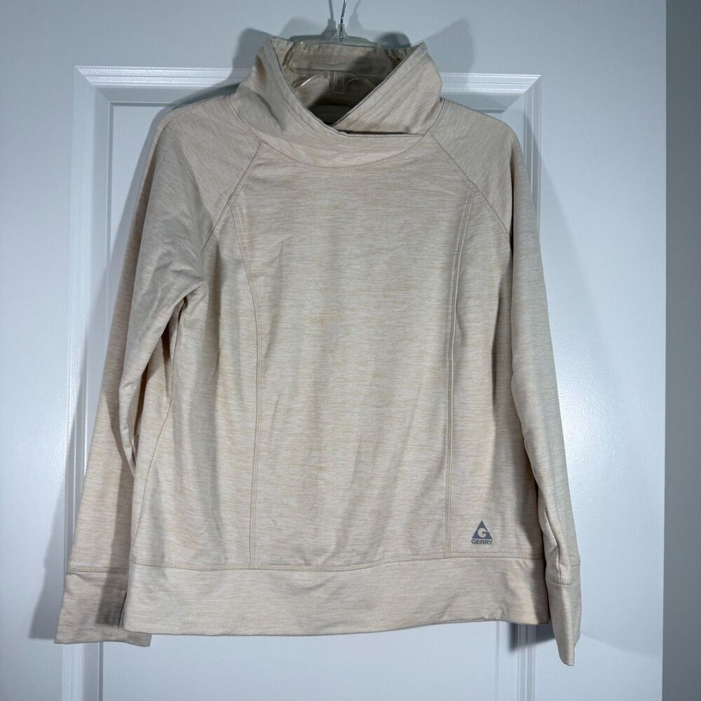 Gerry Heathered Oatmeal Cowl Neck Pullover Top Women's Size L